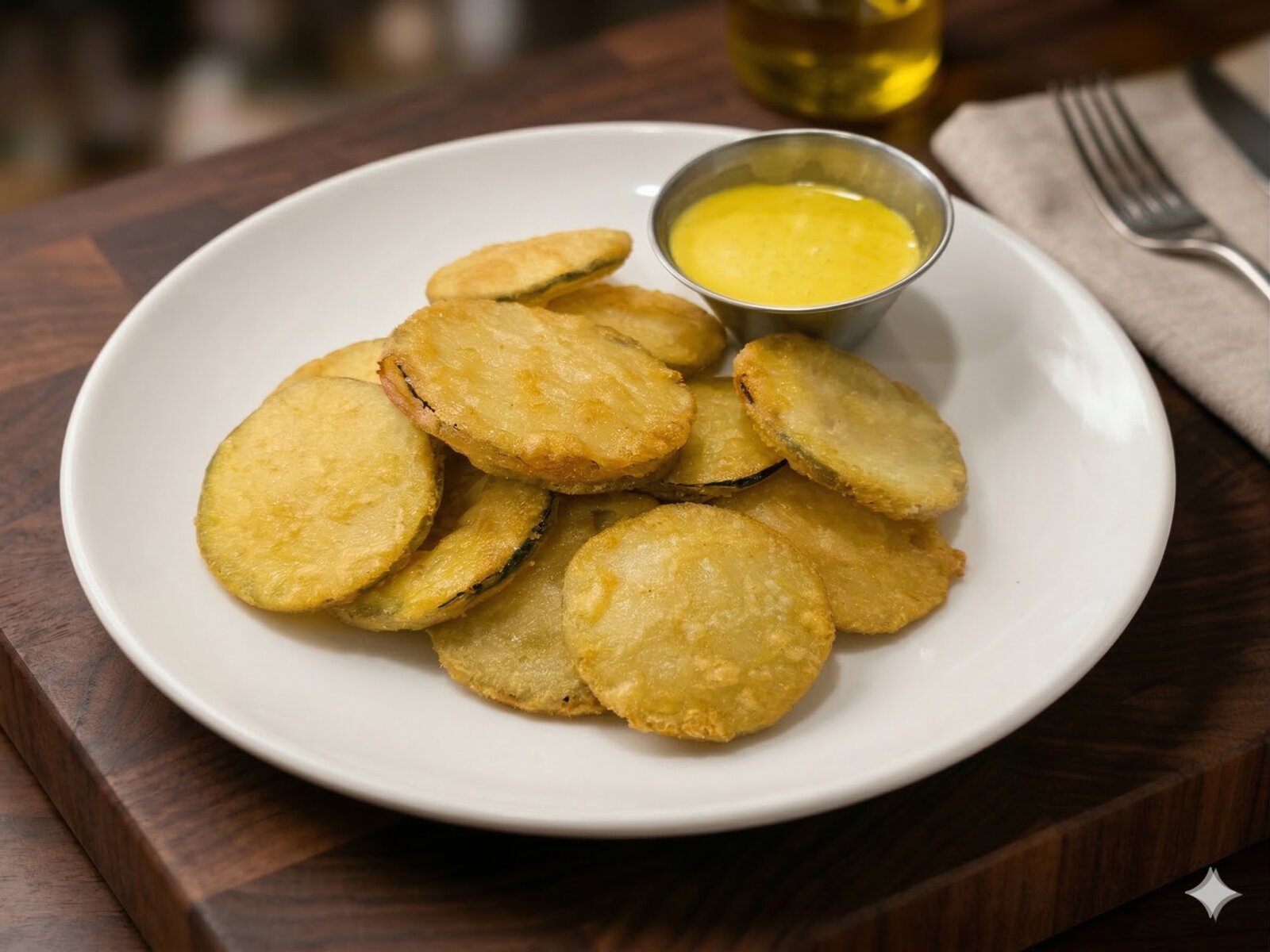 Calabacines rebozados con salsa de curry Smithers